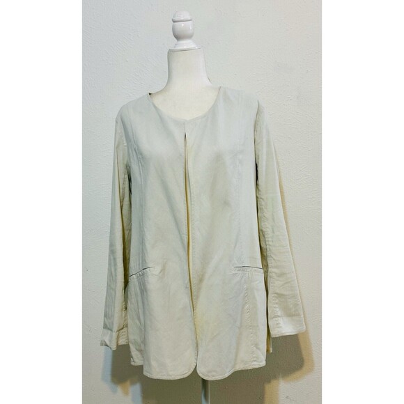 Eileen Fisher Size M Linen Blend Open Jacket Closet Staple Timeless Minimalist - Picture 1 of 11